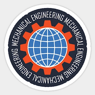 mechanical engineering, gear logo, globe, text engineer Sticker